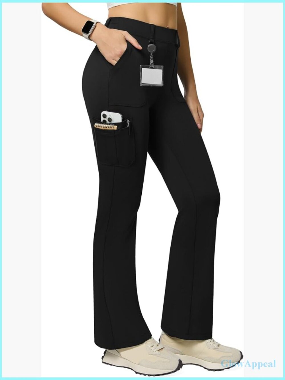 High Waist Bootcut Flare Cargo Leggings 6 Pockets Stretch Yoga Work Pants